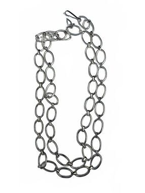 Vintage Signed Chameleon Heavy 81g Convertible Oval Link Chain Necklace